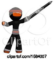 Poster, Art Print Of Orange Ninja Warrior Man Demonstrating That Indeed The Pen Is Mightier