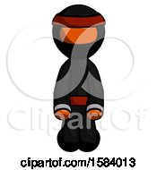 Poster, Art Print Of Orange Ninja Warrior Man Kneeling Front Pose