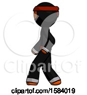 Poster, Art Print Of Orange Ninja Warrior Man Walking Left Side View