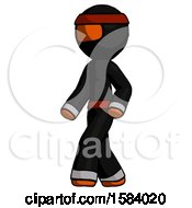 Poster, Art Print Of Orange Ninja Warrior Man Man Walking Turned Left Front View