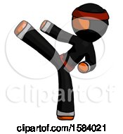 Poster, Art Print Of Orange Ninja Warrior Man Ninja Kick Left