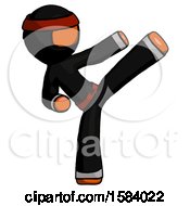 Poster, Art Print Of Orange Ninja Warrior Man Ninja Kick Right