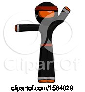 Poster, Art Print Of Orange Ninja Warrior Man Directing Traffic Left