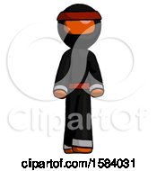 Poster, Art Print Of Orange Ninja Warrior Man Walking Front View