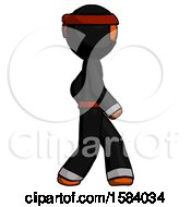 Poster, Art Print Of Orange Ninja Warrior Man Walking Right Side View