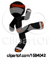 Poster, Art Print Of Orange Ninja Warrior Man Kick Pose