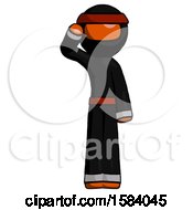 Poster, Art Print Of Orange Ninja Warrior Man Soldier Salute Pose