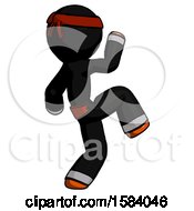 Poster, Art Print Of Orange Ninja Warrior Man Kick Pose Start