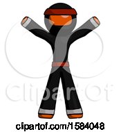 Poster, Art Print Of Orange Ninja Warrior Man Surprise Pose Arms And Legs Out