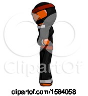 Poster, Art Print Of Orange Ninja Warrior Man Thinking Wondering Or Pondering