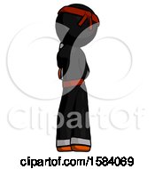 Poster, Art Print Of Orange Ninja Warrior Man Thinking Wondering Or Pondering Rear View