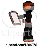 Orange Ninja Warrior Man Reviewing Stuff On Clipboard