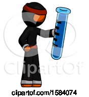 Poster, Art Print Of Orange Ninja Warrior Man Holding Large Test Tube