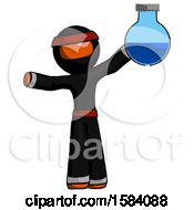 Poster, Art Print Of Orange Ninja Warrior Man Holding Large Round Flask Or Beaker