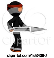 Poster, Art Print Of Orange Ninja Warrior Man Walking With Large Thermometer