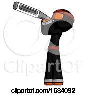 Poster, Art Print Of Orange Ninja Warrior Man Thermometer In Mouth