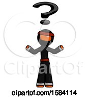 Poster, Art Print Of Orange Ninja Warrior Man With Question Mark Above Head Confused