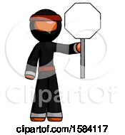 Poster, Art Print Of Orange Ninja Warrior Man Holding Stop Sign