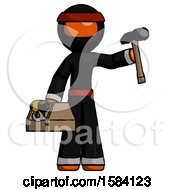 Poster, Art Print Of Orange Ninja Warrior Man Holding Tools And Toolchest Ready To Work
