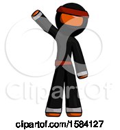 Poster, Art Print Of Orange Ninja Warrior Man Waving Emphatically With Right Arm