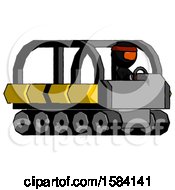 Poster, Art Print Of Orange Ninja Warrior Man Driving Amphibious Tracked Vehicle Side Angle View