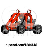 Orange Ninja Warrior Man Riding Sports Buggy Side Angle View