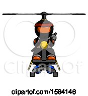Poster, Art Print Of Orange Ninja Warrior Man Flying In Gyrocopter Front View
