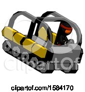 Poster, Art Print Of Orange Ninja Warrior Man Driving Amphibious Tracked Vehicle Top Angle View