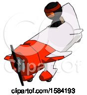 Poster, Art Print Of Orange Ninja Warrior Man In Geebee Stunt Plane Descending View
