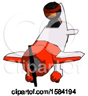 Poster, Art Print Of Orange Ninja Warrior Man In Geebee Stunt Plane Descending Front Angle View