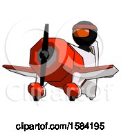 Poster, Art Print Of Orange Ninja Warrior Man Flying In Geebee Stunt Plane Viewed From Below
