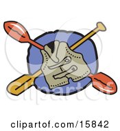 Life Jacket And Kayak Paddles Clipart Illustration