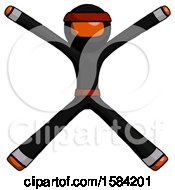 Poster, Art Print Of Orange Ninja Warrior Man With Arms And Legs Stretched Out