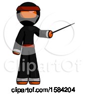 Poster, Art Print Of Orange Ninja Warrior Man Teacher Or Conductor With Stick Or Baton Directing