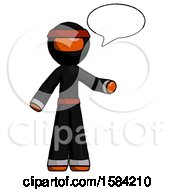 Poster, Art Print Of Orange Ninja Warrior Man With Word Bubble Talking Chat Icon