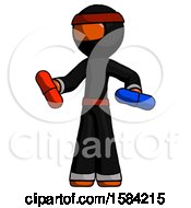 Orange Ninja Warrior Man Red Pill Or Blue Pill Concept