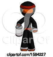 Poster, Art Print Of Orange Ninja Warrior Man Begger Holding Can Begging Or Asking For Charity