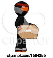 Poster, Art Print Of Orange Ninja Warrior Man Holding Package To Send Or Recieve In Mail
