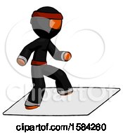 Poster, Art Print Of Orange Ninja Warrior Man On Postage Envelope Surfing