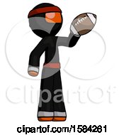 Poster, Art Print Of Orange Ninja Warrior Man Holding Football Up