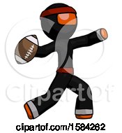 Orange Ninja Warrior Man Throwing Football
