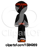 Poster, Art Print Of Orange Ninja Warrior Man Walking Away Back View