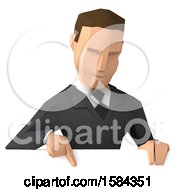 Clipart Of A 3d Low Poly Caucasian Business Man On A White Background Royalty Free Illustration by Julos
