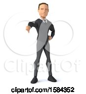 Clipart Of A 3d Low Poly Caucasian Business Man Giving A Thumb Down On A White Background Royalty Free Illustration by Julos
