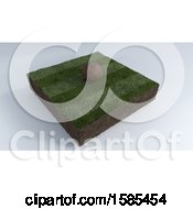 Clipart Of A 3D Soccer Ball On Grass Patch Over A Gray Background Royalty Free Illustration