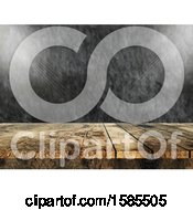 Clipart Of A 3d Wood Surface Against A Stone Wall Royalty Free Illustration