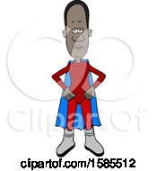 Clipart Of A Cartoon Black Male Super Hero Standing With His Hands On His Hips Royalty Free Vector Illustration