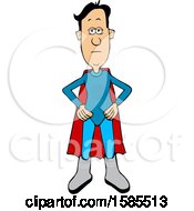 Clipart Of A Cartoon White Male Super Hero Standing With His Hands On His Hips Royalty Free Vector Illustration