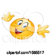 Clipart Of A Yellow Emoji Holding Out His Hands And Surprising Royalty Free Vector Illustration