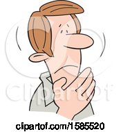 Clipart Of A Cartoon Shaken Caucasian Man Covering His Mouth Royalty Free Vector Illustration